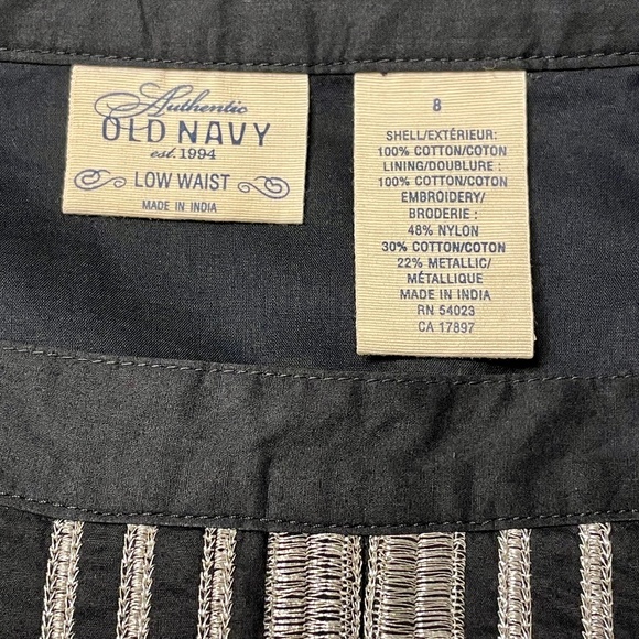 Vintage Boho Y2K Old Navy Black Silver Embroidered Skirt NWT - Picture 9 of 16